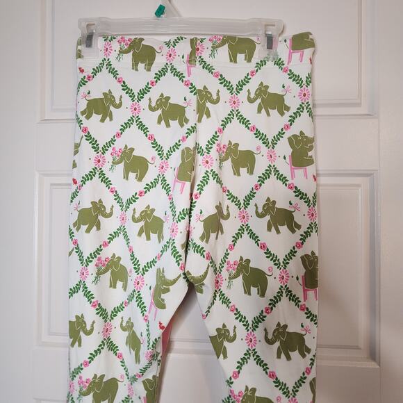 THE BEAUFORT BONNET COMPANY PAJAMA SET WOMENS SMALL PIMA PINK/GRN ELEPHANT PRINT - Picture 13 of 16